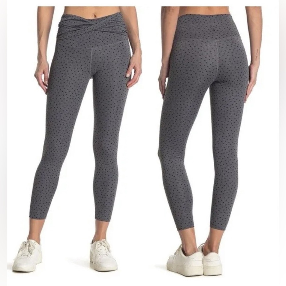 Nike Gray Patterned Women's Leggings yoga twist front polka dot size large